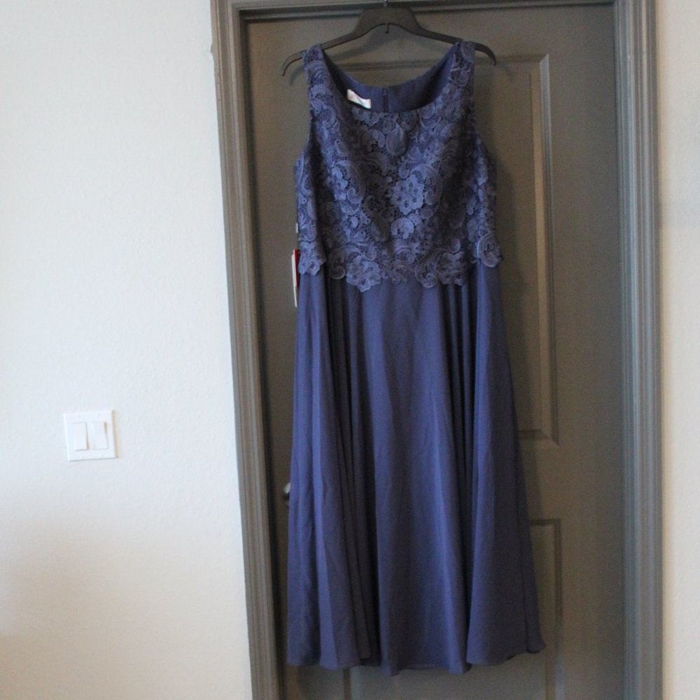 Stormy Blue Laced Top Dress with sheer coverup